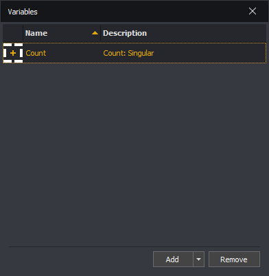 InstructBot message variables window showing the add variable to message button.