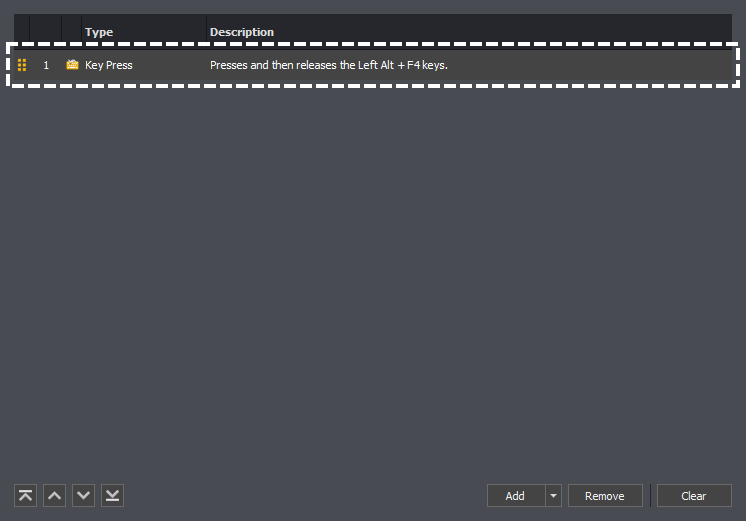 InstructBot showing how to select an action to edit in an input command.