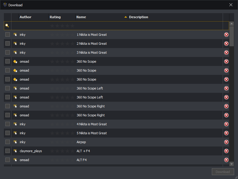 InstructBot showing an example of the downloads window.