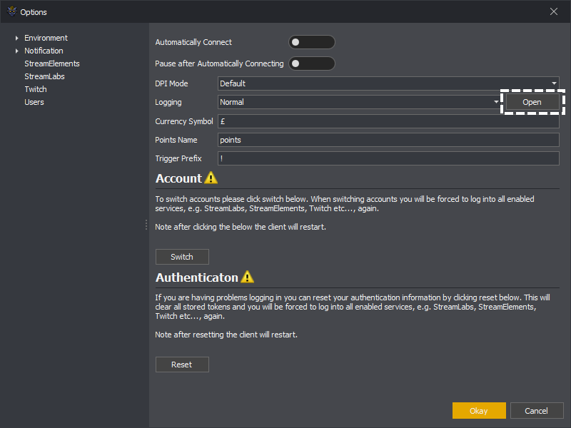 Show the button which opens the folder InstructBot's log file are written to.