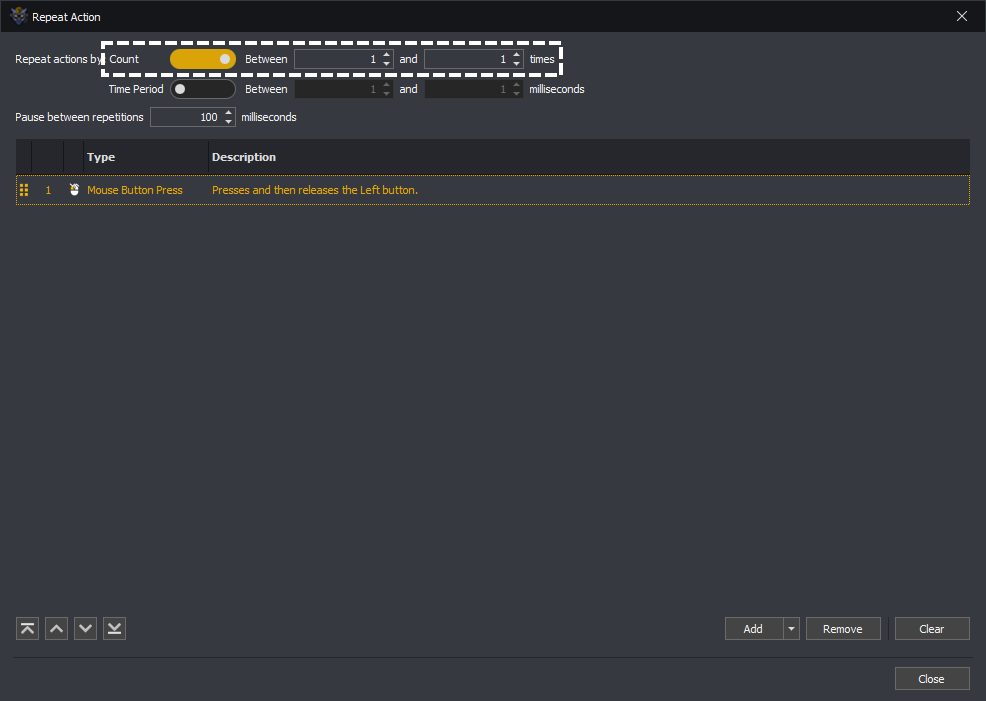 InstructBot showing the number of times to repeat the sequence of actions.