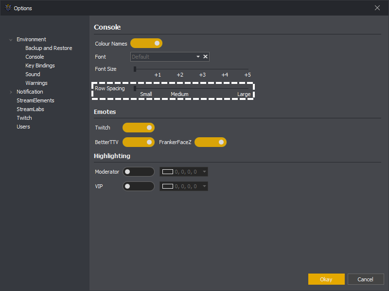 InstructBot showing how to increase the spacing between the rows in the console.